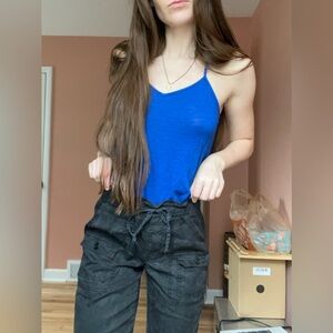 Forever 21 Black High Waisted Cotton Cargo Joggers